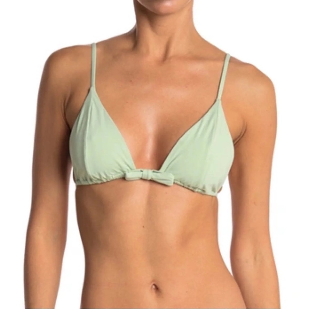 WeWoreWhat Cooper Bow Triangle Bikini Top Aqua Foam Green Size Medium